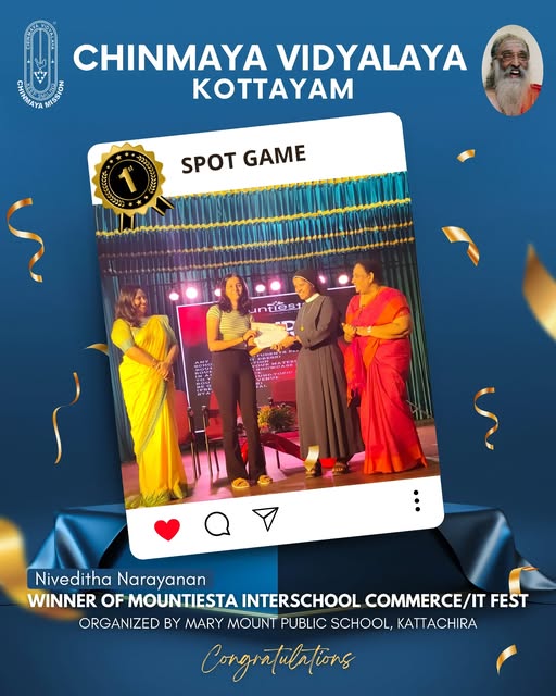  Congratulations to Niveditha Narayanan for securing the First Prize in the Spot Game at MOUNTIESTA, winning a cash prize of 2000!